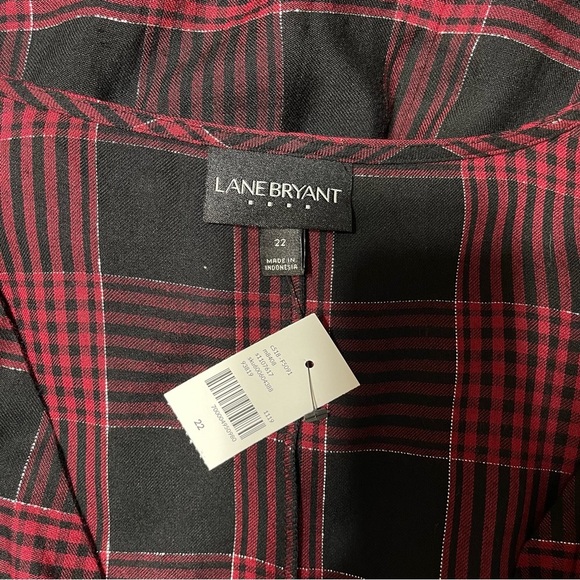 Lane Bryant Red Metallic Plaid Wrap Blouse Size 22 Nwt - Picture 12 of 13